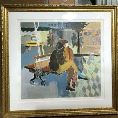 https://www.ebay.com/itm/114855432479	CF7009B Itzchak Tarkay COA "ON THE BENCH" Serigraph in Color, Signed in Pencil N...