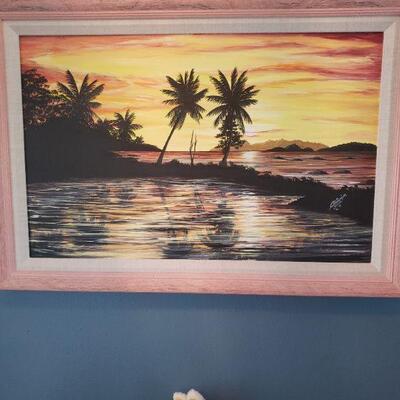 Very nice painting of a sunset or sunrise, signed by the artist, 