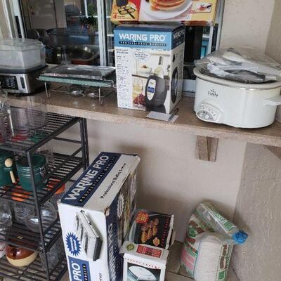 Kitchen appliances, most look to be in excellent condition, and in their original boxes