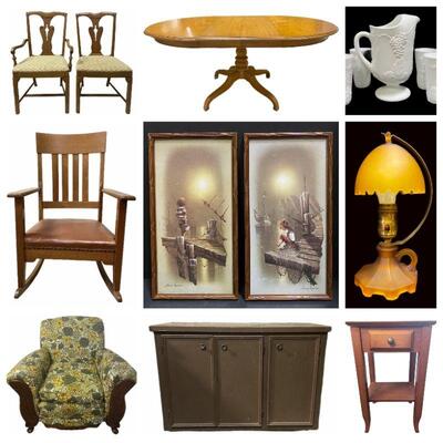 Mid-Century Furniture - Dalhart Windberg Framed Artwork - Hurricane Oil Lamps & Over 200 More Items!

Dining Table & Chairs - Craftsmen...