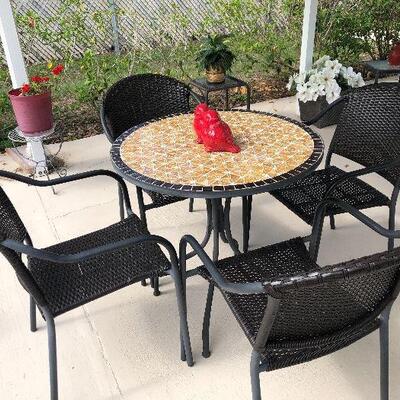 Black Woven Patio set with tile table top 
