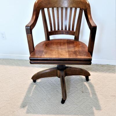 Vintage Solid walnut Banker's chair