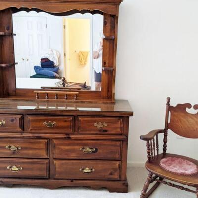 Pine dresser and mirror