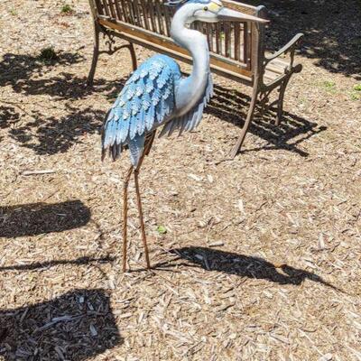 Metal Blue Heron garden art
