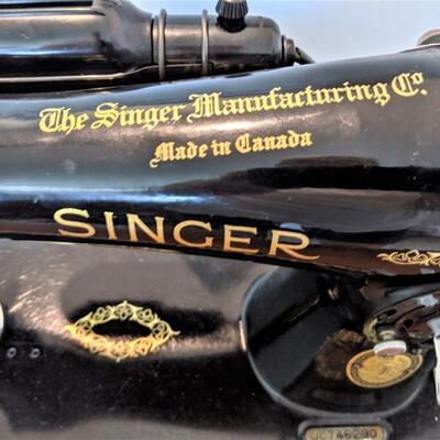 Closeup of Singer information on Sewing Machine