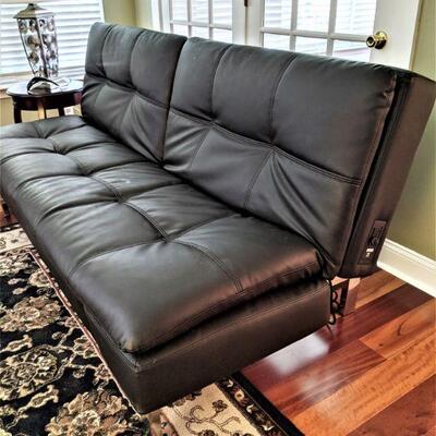 Black leather futon side view