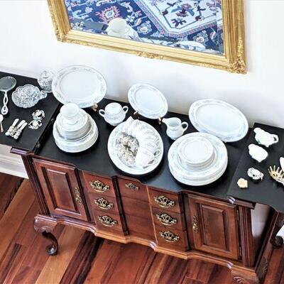 Server showing china and silver plate