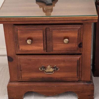 Pine nightstand matches bed, dresser and chest of drawers