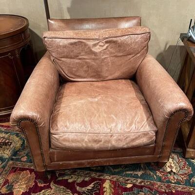 $500 pair - Ralph Lauren distressed leather club chairs