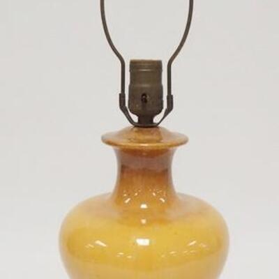 1025	ROSEVILLE YELLOW LAMP, 10 3/4 IN HIGH TO TOP OF POTTERY PORTION
