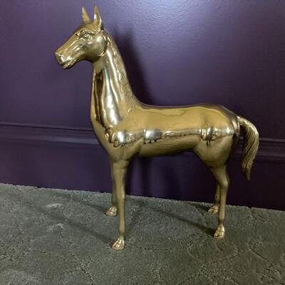 This brass horse stands 20" tall.  Priced at $95