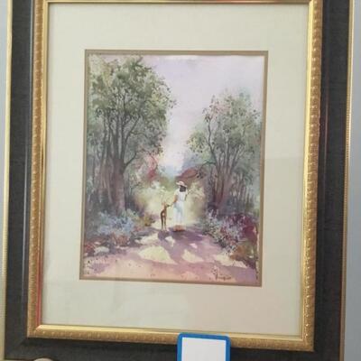 #6 Original Watercolor by Laurel Native, William "Bill" Venables, Jr. "Girl with Deer". Priced at $125