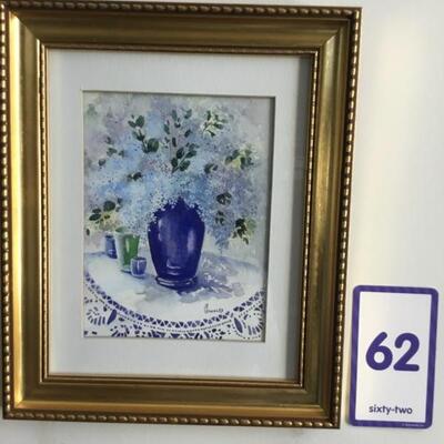 #62 Original Watercolor Floral by Bill Venables. 12" x 14" Priced at $125