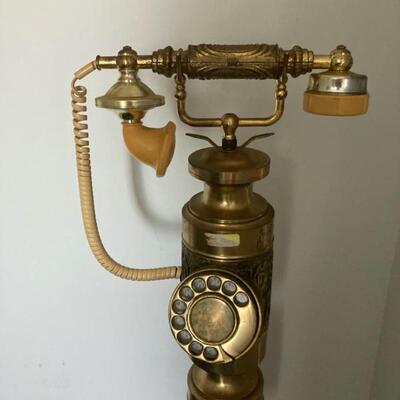 Brass French Floor Telephone stands 41" tall.  Priced at $225