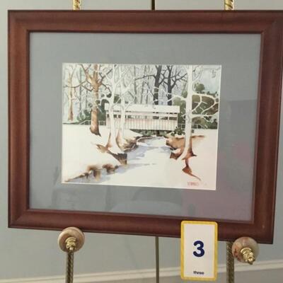 #3 Original Watercolor by Laurel Native, William "Bill" Venables, Jr. "Covered Bridge".  Measures 23" x 19"...