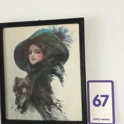 #67 Unsigned.  Frame measures 11" x 13". #67 Woman in Hat.  Priced at $55