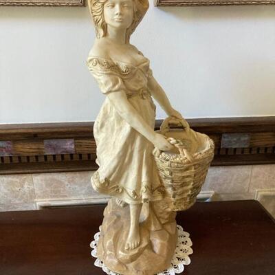 Woman with Basket measures 21" tall