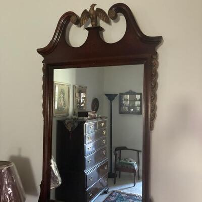 Chippendale style mirror with Brass Eagle.  Priced at $125.