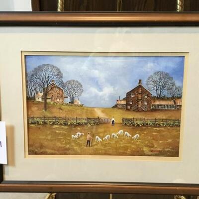 #101 Original Watercolor by Bill Venables. Sheep Herder. 27" x 20.5" Priced at $125
