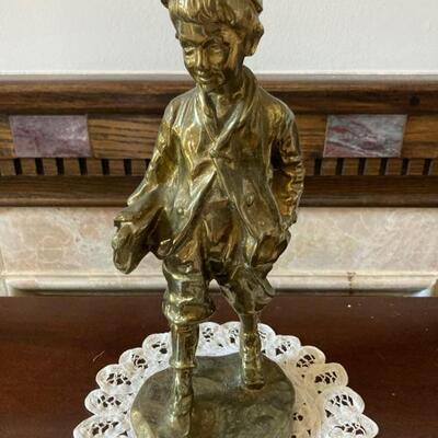 Brass School Boy measures 12" tall