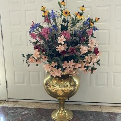This brass floral arrangement measures 25" tall x 16" round.  Priced at $75.