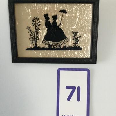 #71 Silhouette of Couple.  Frame measures 6" x 8".  priced at $28
