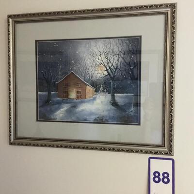#88 Original watercolor by Bill Venables.  22" x 18" Cabin in the woods.  Priced at $125