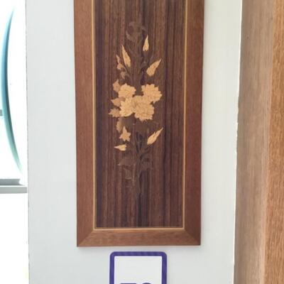 #78 Wooden Inlay.  Floral design. 6.5" x 17" Priced at $20