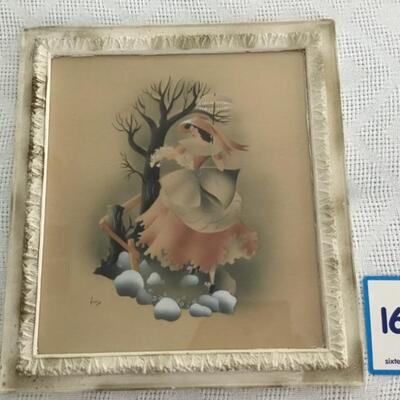 #16 Painting on Velvet. "Woman with Parasol". Priced at $25