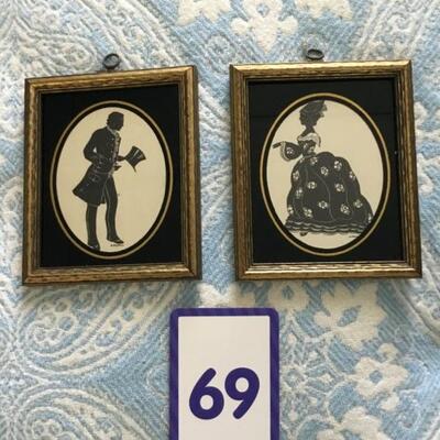 #69 Pair of Vintage Silhouettes.  Frames measure 5.25" x 6.25.  Priced at $24 for the pair.