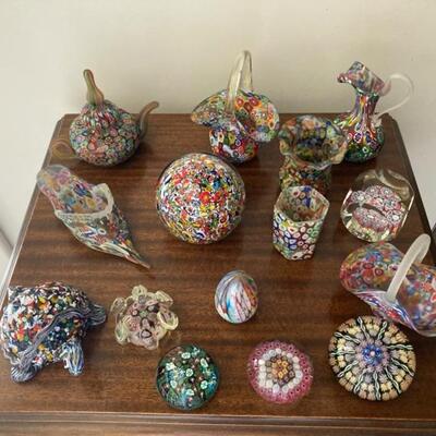 25+ pieces of millefiori for sale at the in person sale. Priced individually.