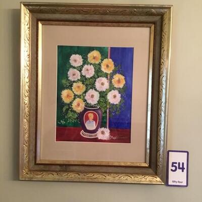 #54 Original by Laurel Native William "Bill" Venables, Jr. Frame measures 20.5" x 25" Floral with...