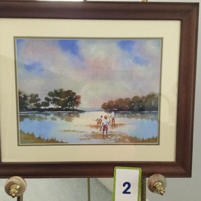 #2 Original Watercolor by Laurel Native, William "Bill" Venables Jr. "Three Boys on the Lake"  Measures 23" x...