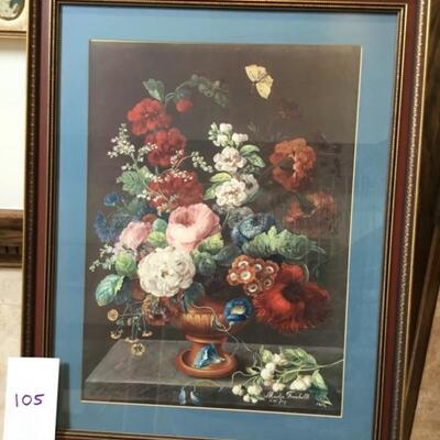 #105 Floral Print 23" x 29" Rich full color. Priced at $35