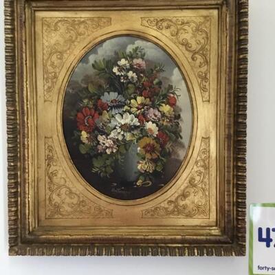#47 Original Oil on Canvas by VanThoren.  Frame measures 16" x 18". Priced at $250.