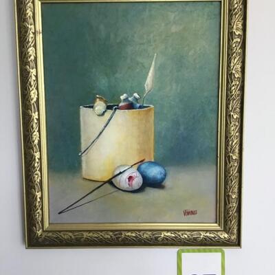 #27 Original Oil on Canvas by Laurel Native William "Bill" Venables, Jr. Frame measures 13.5" x 16.5". #27 Painting...