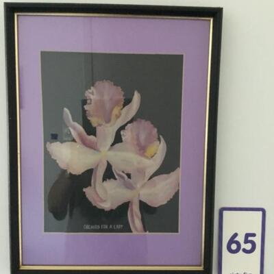 #65 Original by Laurel Native William 'Bill" Venables, Jr. Frame measures 13" x 17".  Orchids for a Lady.  Priced at...