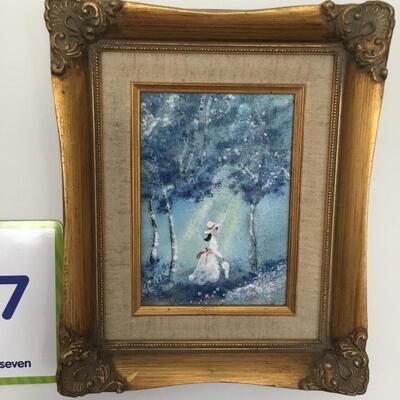 #7 Enamel on Copper by Galison.  Frame measures 9" x 11"  Girl with Hat.  Priced at $75