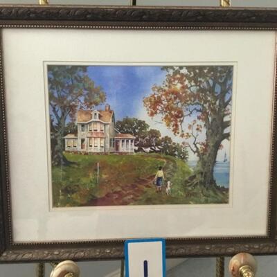 #1 Original Watercolor by Laurel Native, William "Bill" Venables, Jr.. "Girl & Dog Walking to House".  Measures...