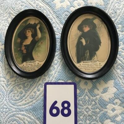 #68 Pair of Oval Framed Ladies.  June & January's Daugher.  Frame measures 5.5" x 7.5".  Sold as a pair for $22