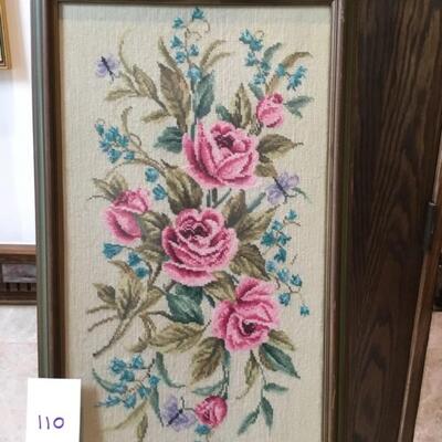 #110 Needlepoint Roses.  18" x 30.5" priced at $30