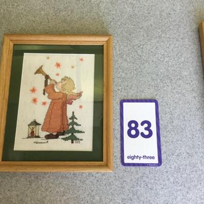 #83 Counted cross stitch.  Hummel playing horn.  Priced at $15