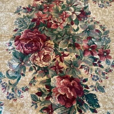 Close up of details of the Beige Autumn Rose rug by Grand Legacy USA. 