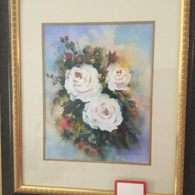 #5 Original Watercolor by Laurel Native, William "Bill" Venables, Jr.  "Three Roses" Measures 21" x 25"....