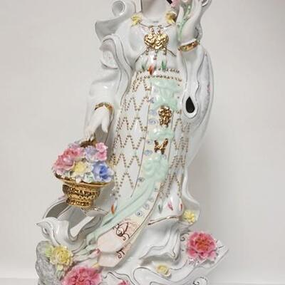 1179	LARGE HAND PAINTED ASIAN PORCELAIN LADY W/ A FLOWER BASKET. 32 3/4 IN H
