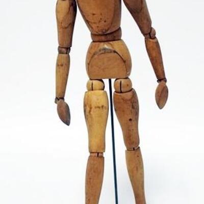 1023	JOINTED WOODEN FIGURE, 12 1/2 IN TALL
