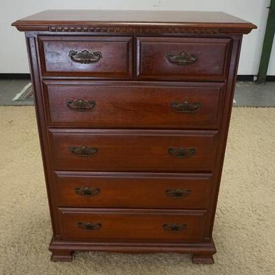 1289	TAYLOR 7 DRAWER HIGH CHEST HAS DENTAL MOLDING, 36 IN W, 60 IN H 19 IN DEEP. 
