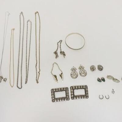 1326	JEWELRY LOT INCLUDES NECKLACES, EARRINGS, ETC, ONE PAIR OF EARRINGS IS STERLING SILVER
