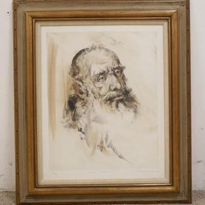 1267	PENCIL SIGNED PRINT *THE OLD ONE* NO. 9/50, SIGNED & DATED 1964. 22 3/4 IN X 26 3/4 IN INCLUDING FRAME
