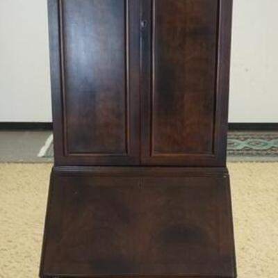 1097	NARROW WALNUT DOUBLE ARCHED LADIES WRITING SECRETARY. 25 1/2 IN X 20 IN, 80 IN H 
